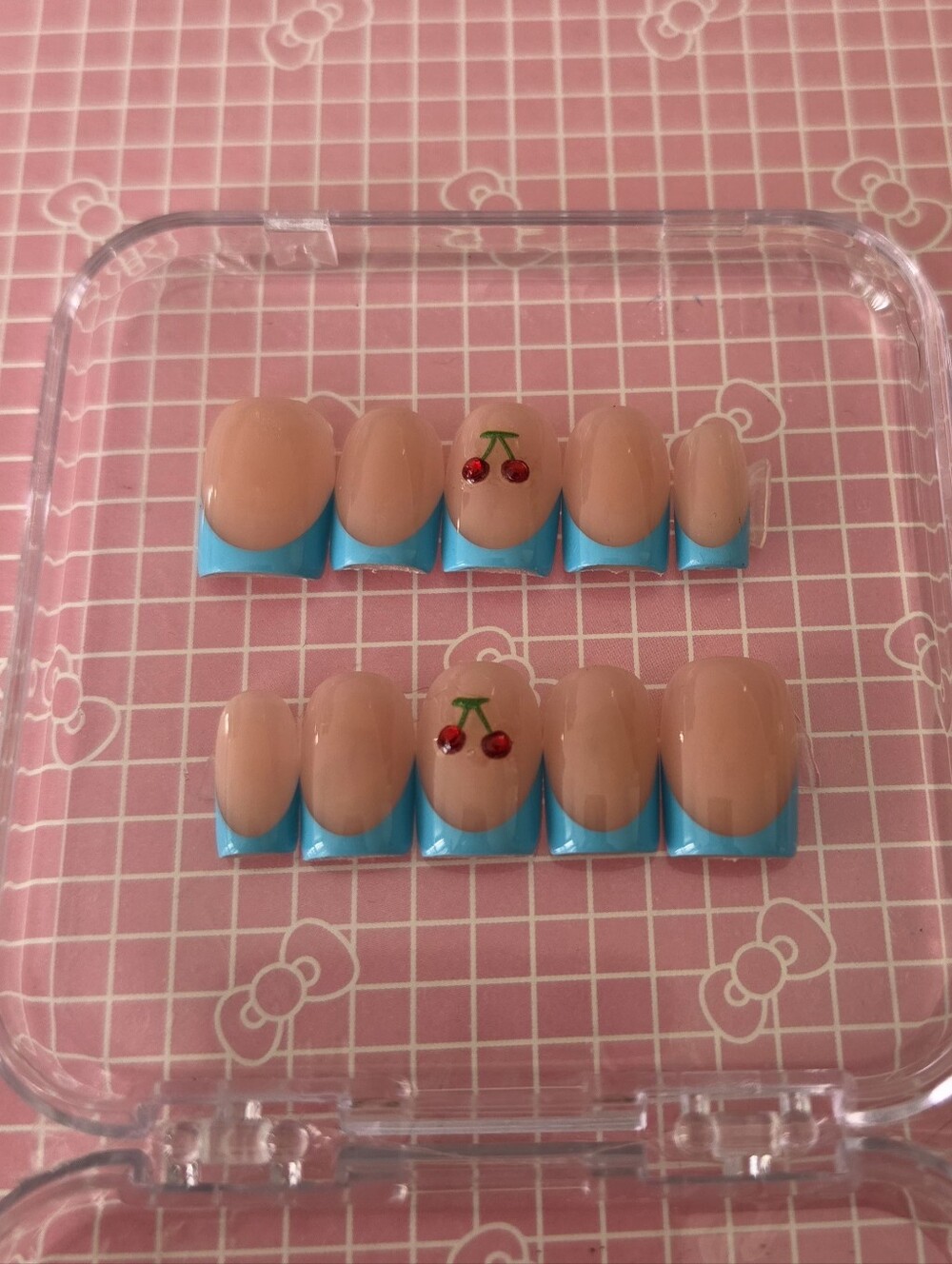 Cherry French Tip Press On Nails